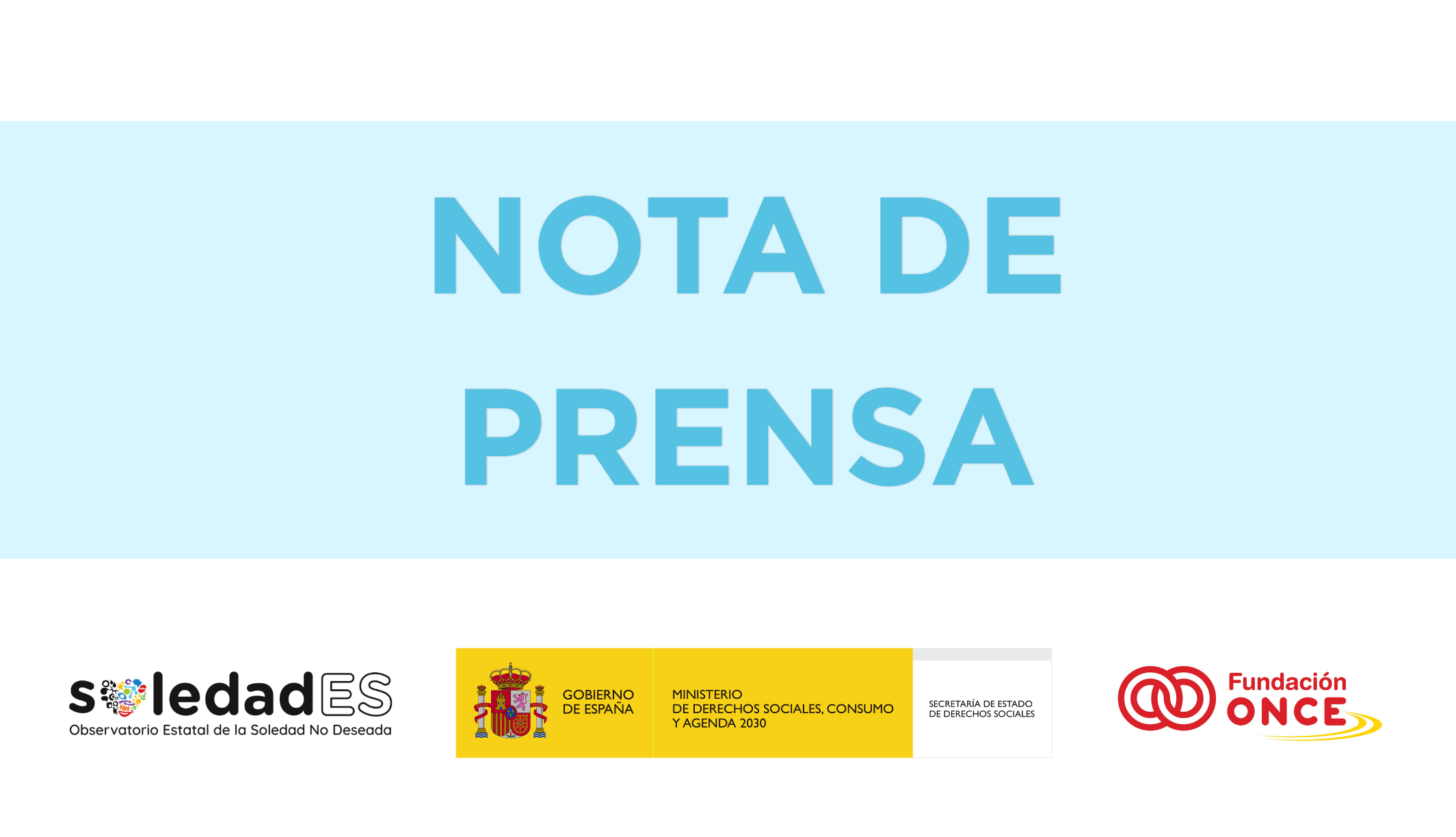 La portada lee "Nota de prensa", acompañada de los logos del Observatorio, la Secretaría de Estado de Derechos Sociales y la Fundación ONCE