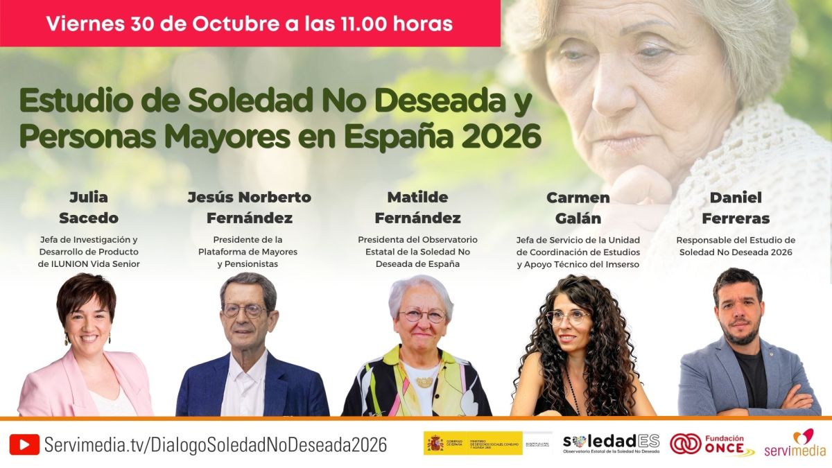 Imagen del evento con las fotografías de los cinco ponentes que participan en el evento