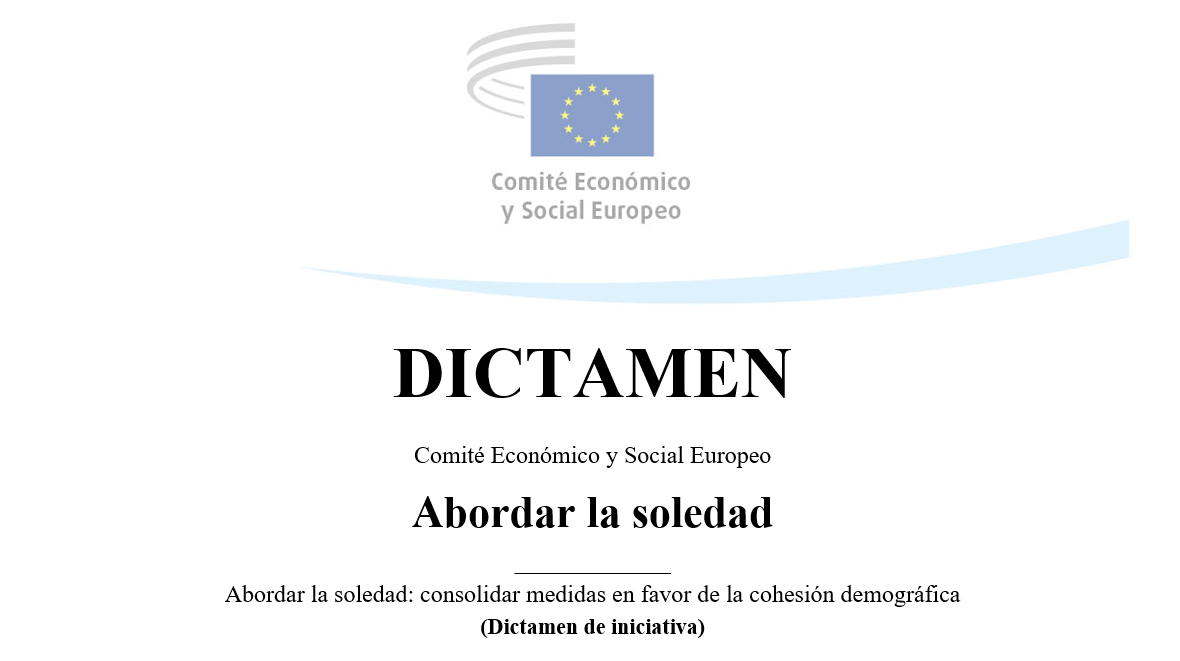 Portada del dictamen del Comité Económico y Social Europeo sobre soledad no deseada