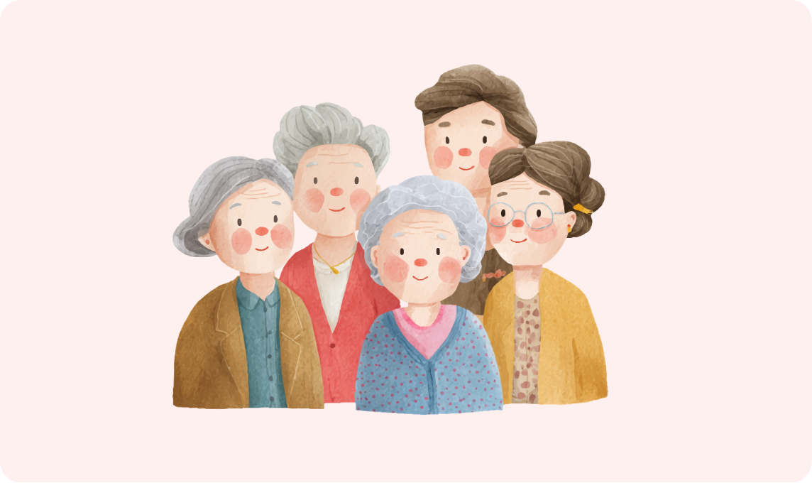 Ilustración de adultos mayores