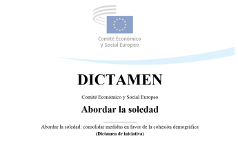 Portada del dictamen del Comité Económico y Social Europeo sobre soledad no deseada